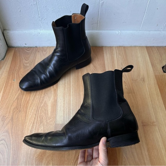 Gucci Authentic Black Leather Pull-On Chelsea Boot Size 10 Men’s Made in Italy - Picture 3 of 13